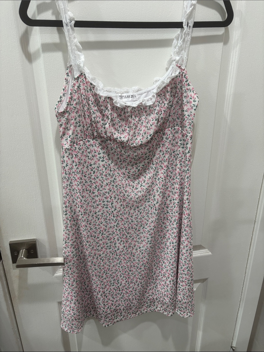 POPULAR 21 Pink Floral Lace-Trim Midi Dress
